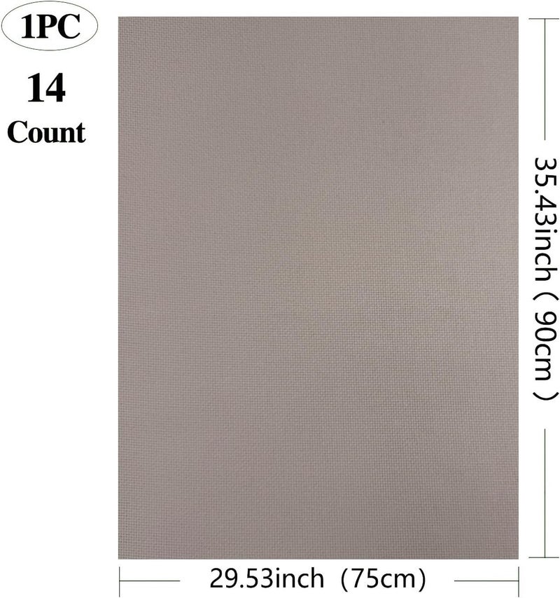 Zhenqing 14CT Aida Cloth - 30x35 Inch Cross Stitch Fabric for Embroidery, Pre-Cut Needlework Material, Acid-Free, Durable Weave(Light Coffee Color) - Image 2